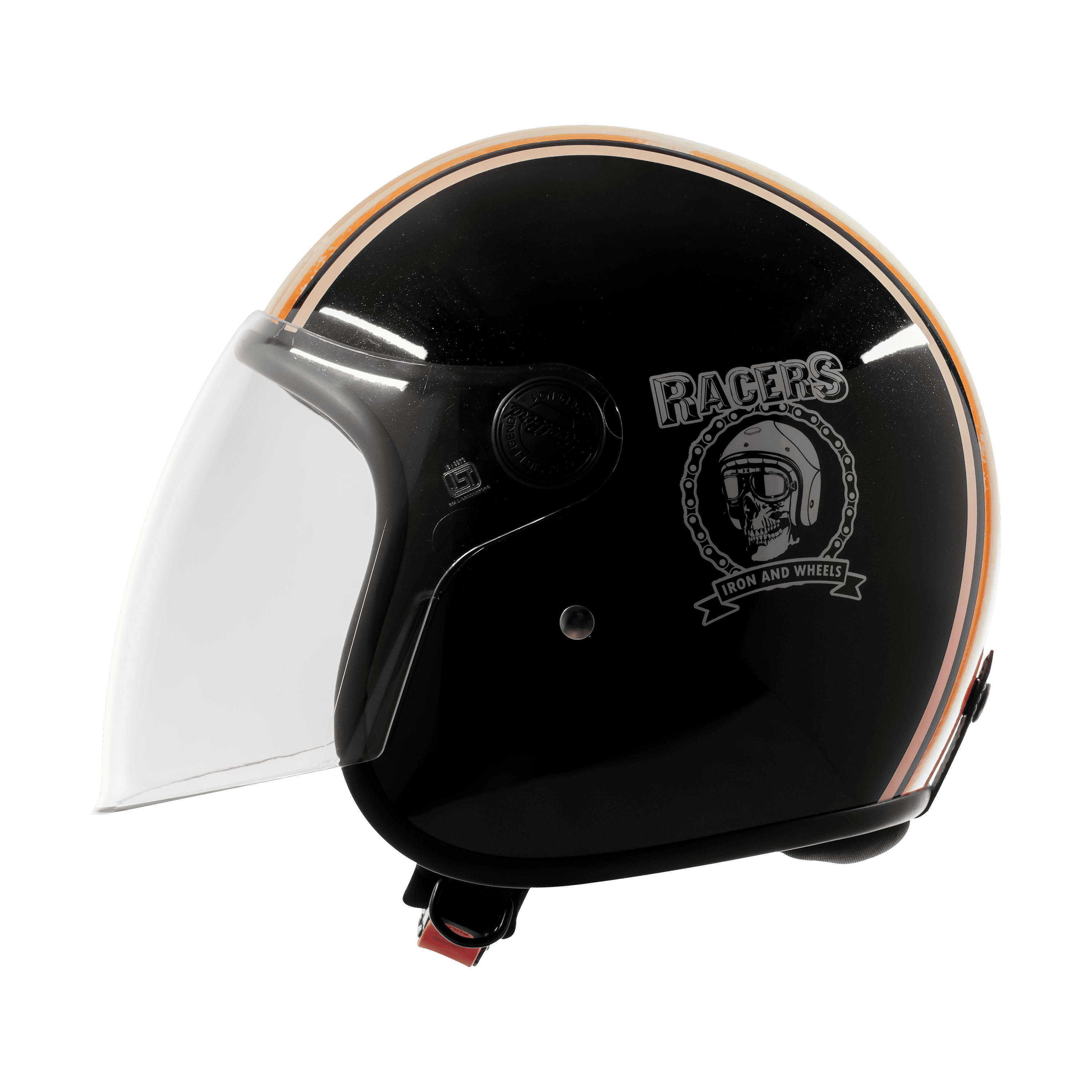 SBH-56 VINTAGE RACERS GLOSSY BLACK WITH ORANGE